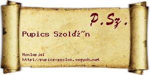 Pupics Szolón névjegykártya